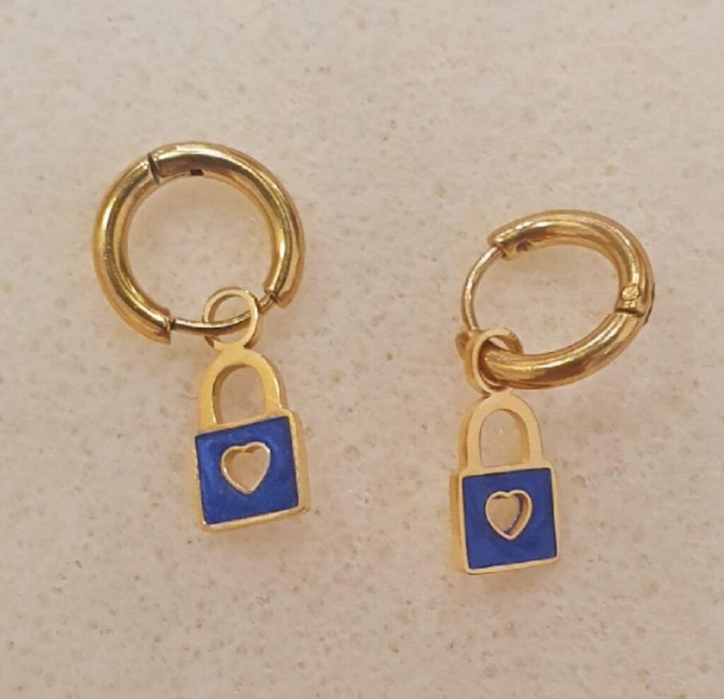 Pendientes de candado en acero y esmalte (0101000004)