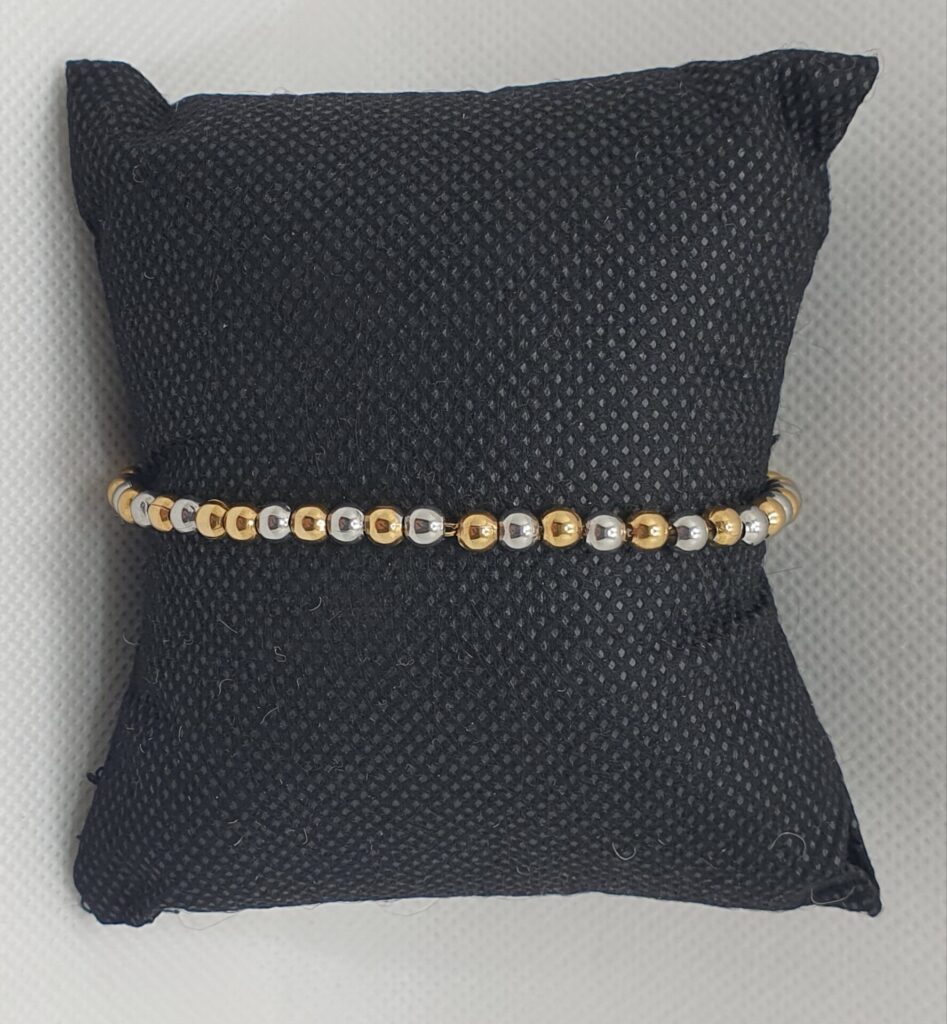 Pulsera de acero plateado y dorado con broche (0401000012)