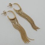Pendientes largos de acero con baño de oro, 6,50 cms de largo (0101000045)