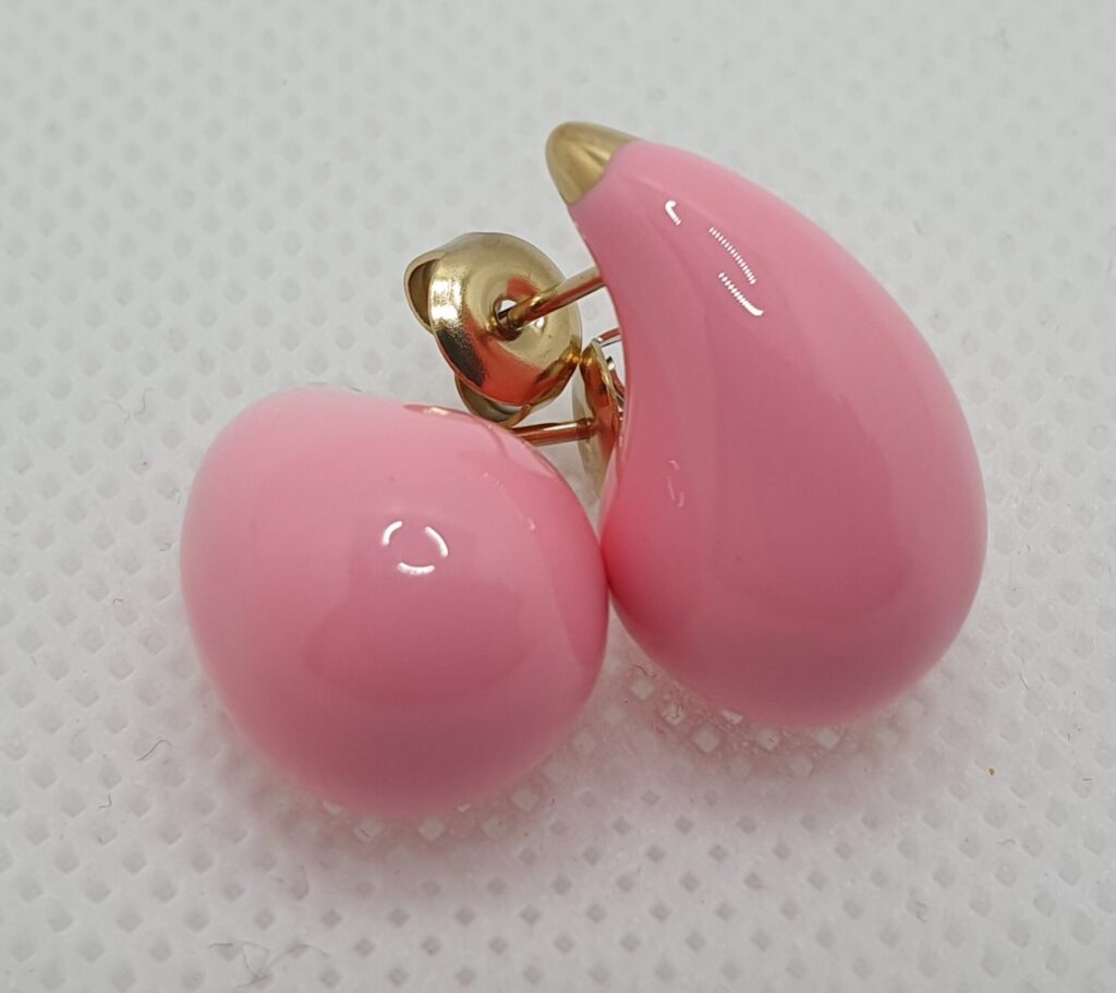 Pendientes gotas de acero con baño de oro (0101000044)