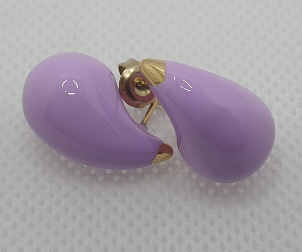Pendientes gotas de acero con baño de oro y esmalte (0101000041)