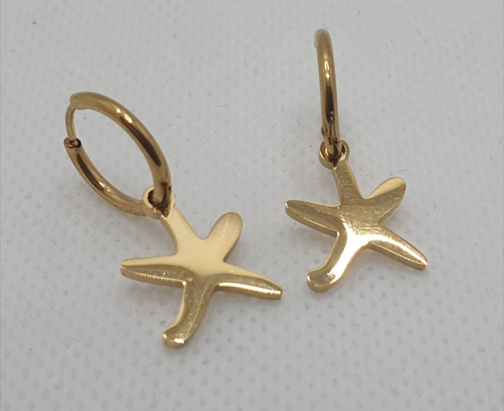 Pendientes de acero con baño de oro (0101000027)